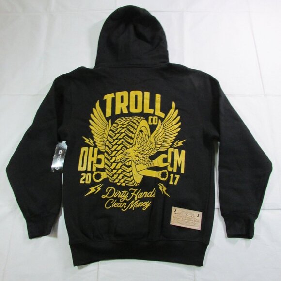 Troll Co.Men's SM Winged Roller Graphic Hooded Pullover Sweatshirt Black - Picture 1 of 5